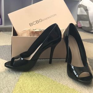 BCBG Black Peeptoes